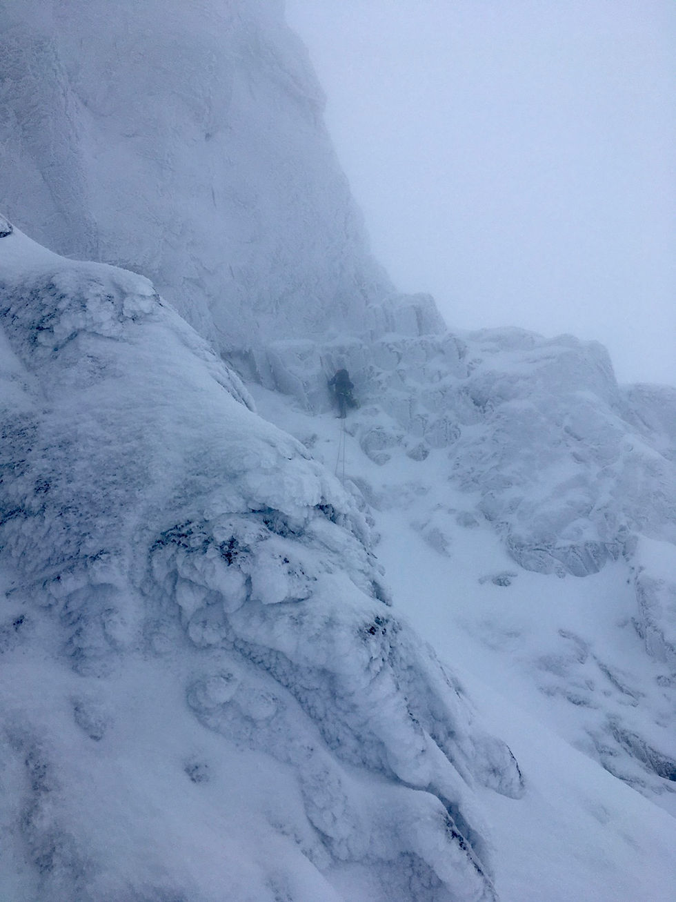 Winter climbing on Number 3 gully buttress on Ben Nevis north face