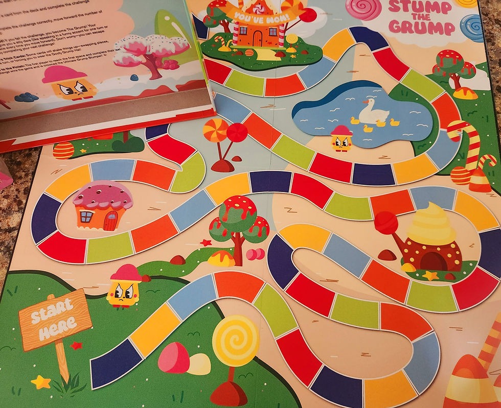 Candy Land game board: colorful path, sweet treats