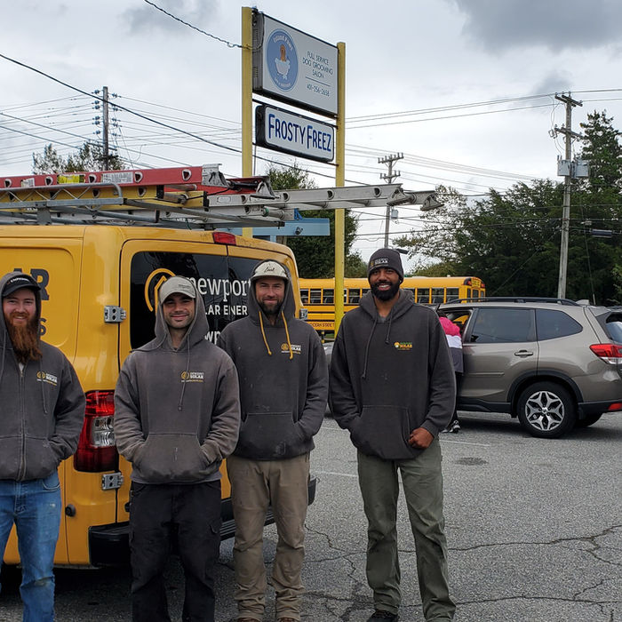 Newport Solar Crew in front of the company van