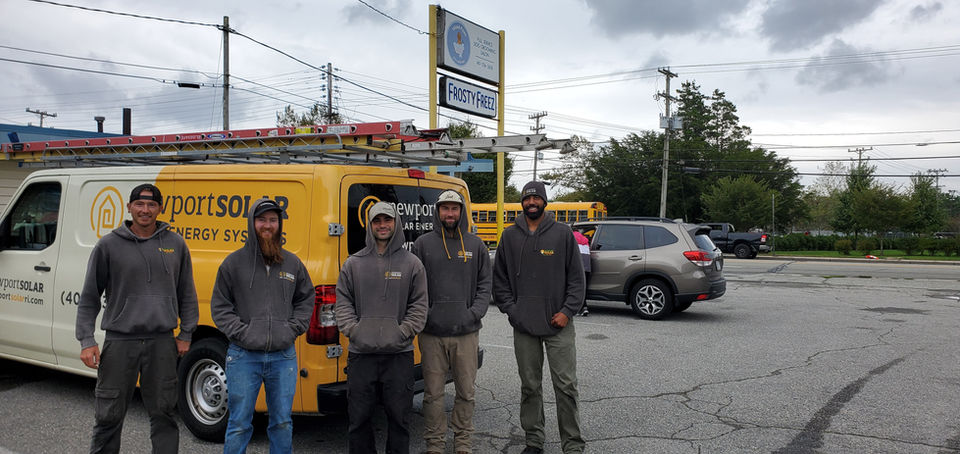 Newport Solar Crew in front of the company van