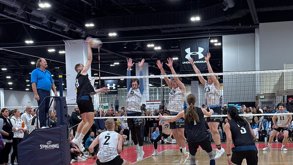 playing volleyball
