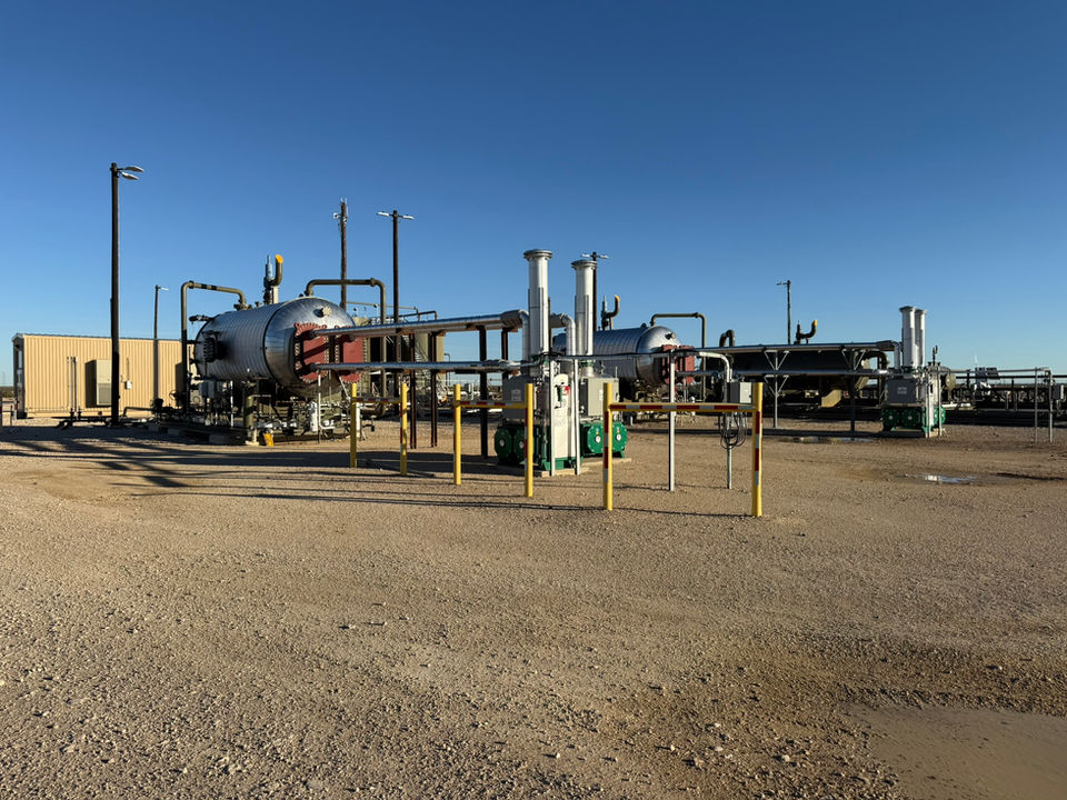 Industrial heating facility: pipes, tanks, and equipment