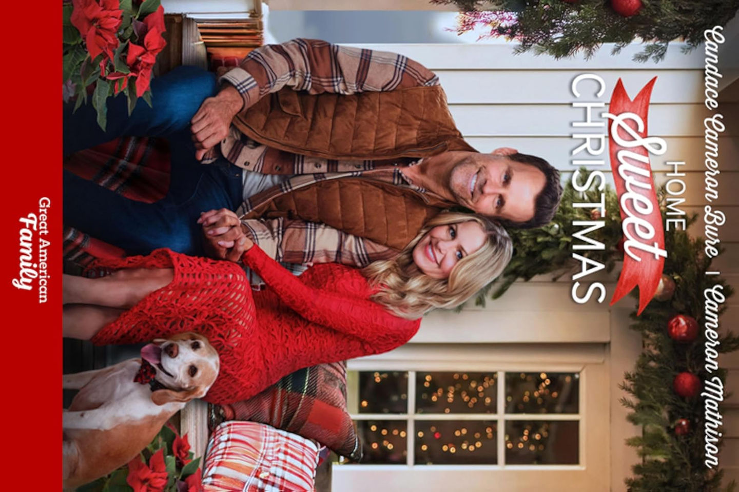 Couple smiling in front of their home for Sweet Home Christmas