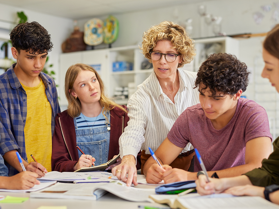 group of teenagers learning