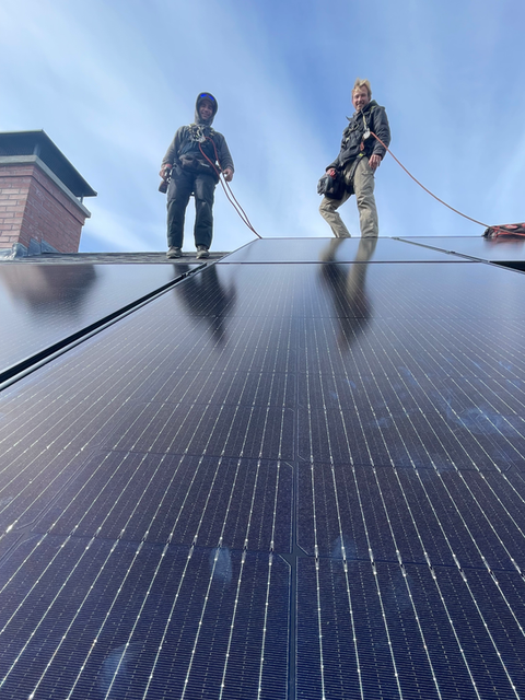 Newport Solar Crew installing solar panels
