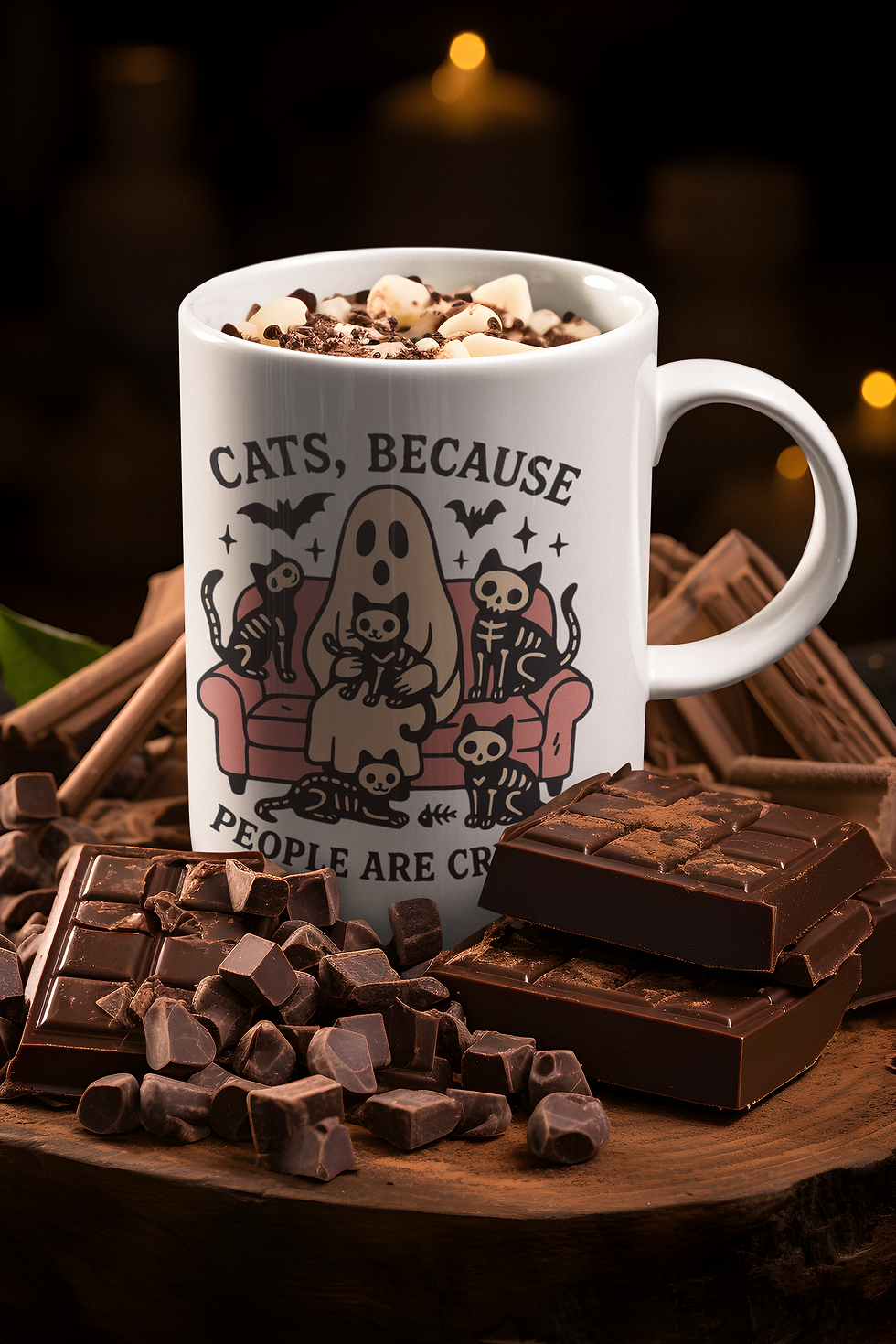 Cats, because people are creepy - Tasse Katzenfans & Halloween-Herzen