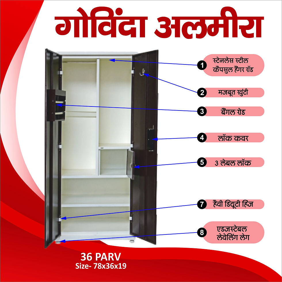 Thumbnail: Steel Almirah Powder Coated 36" Parv