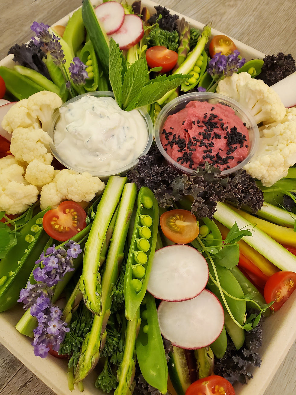 Thumbnail: Vegetable platter with house made dips