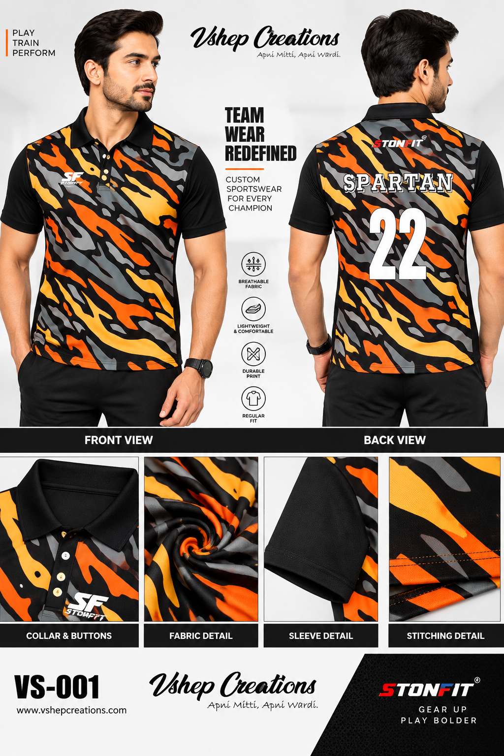 Custom Sports Polo Jersey – STONFIT VS-001 | Personalized Team Jersey