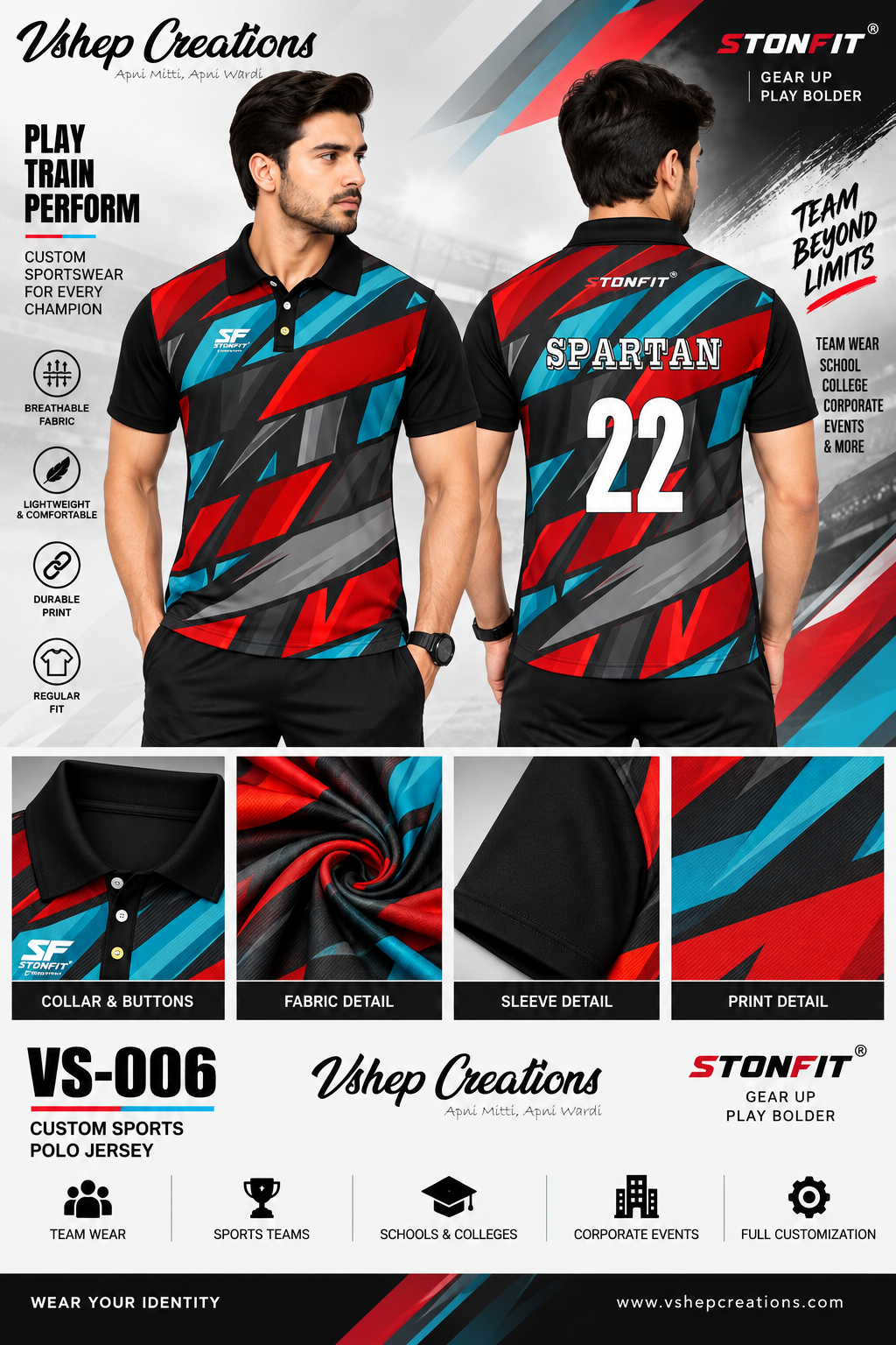 Sports Polo Jersey – STONFIT VS-006 | Personalized Team Jersey