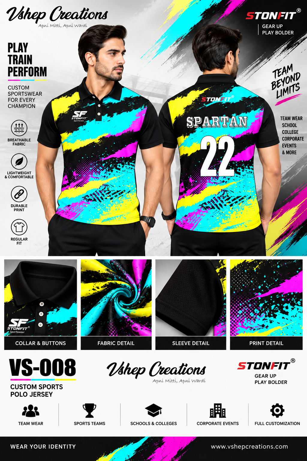 Sports Polo Jersey – STONFIT VS-008 | Personalized Team Jersey