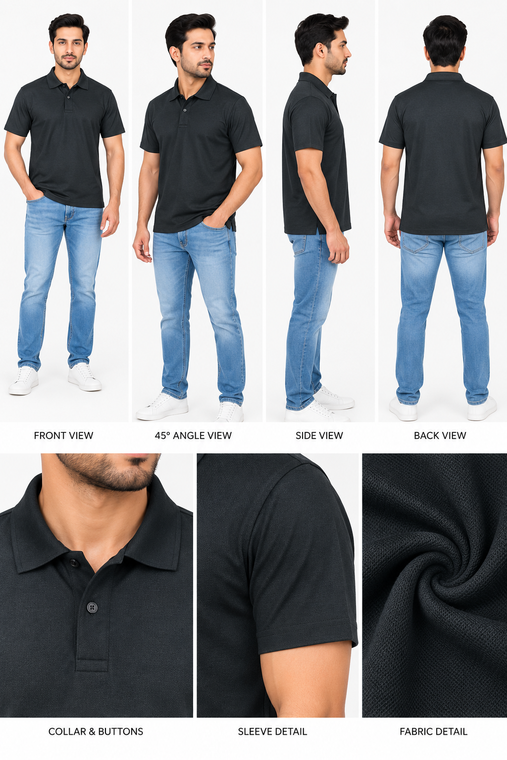 Dry-Fit Polo T-Shirt | Black | Nirmal