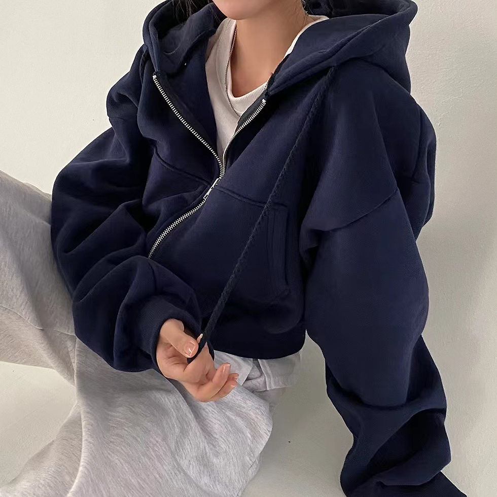 Thumbnail: Korean Hood Shirt Women Fashion Fleece Lined Loose Hoodies Zipper Long Sleeve Cr