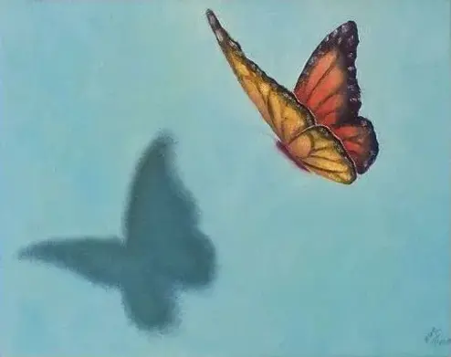 Monarch symbolizes the Monarch butterfly and its fragile determination to achieve its goal, by Karsten Stier, oil on canvas.