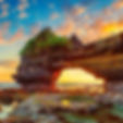 Coastal rock formation at sunset