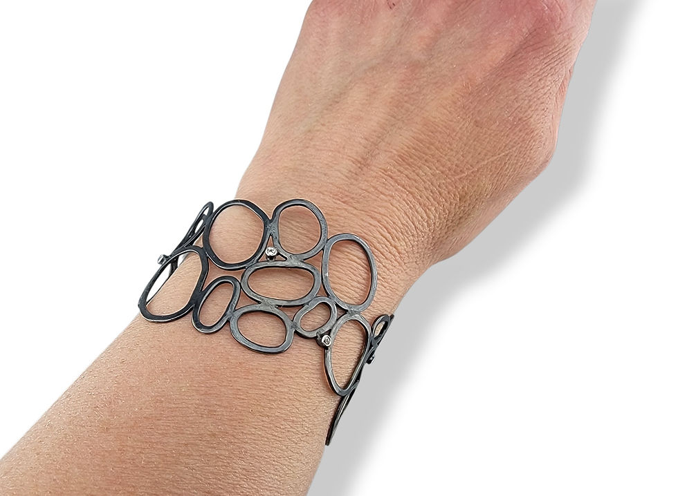Thumbnail: Open Form Bracelet with White Topaz 