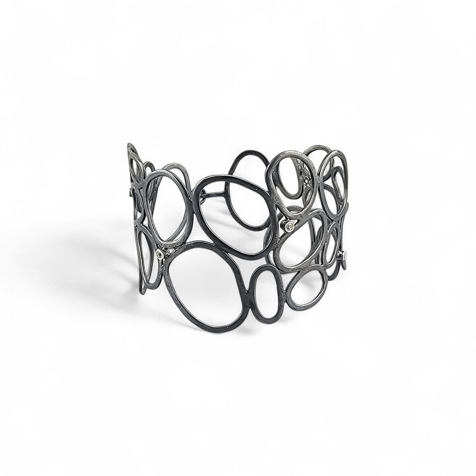 Thumbnail: Open Form Bracelet with White Topaz 
