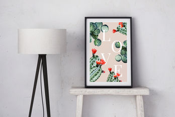 Framed print: LOVE among cacti