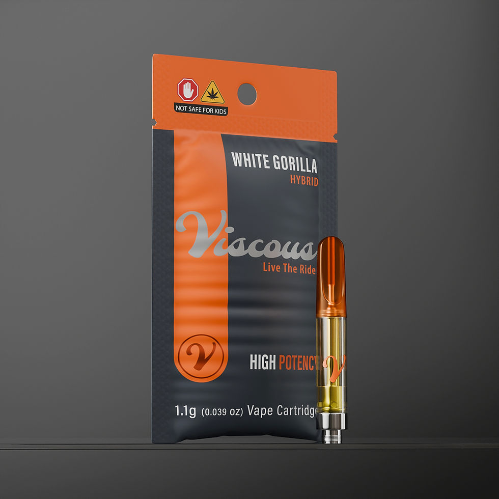 White Gorilla – smooth Hybrid blend in 1.1g format, 510-thread compatible.