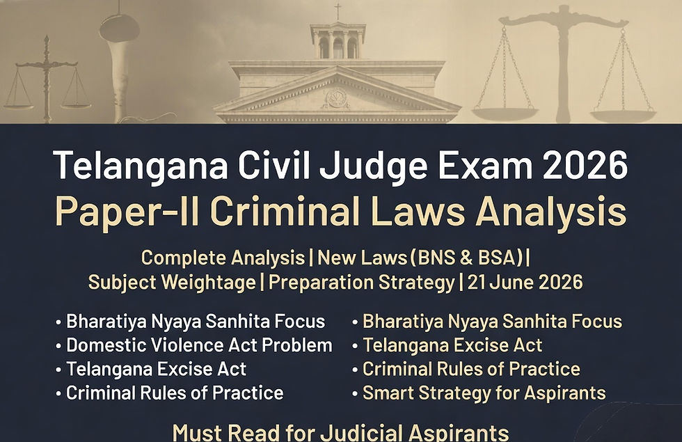 MUST READ | DETAILED ANALYSIS – Paper-II (Criminal Laws) Telangana High Court Civil Judge (Junior Division) Exam Date: 21st June, 2026 | Maximum Marks: 100