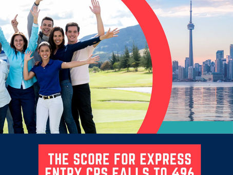 The score for Express Entry CRS falls to 496