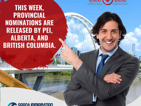 This week, provincial nominations are released by PEI, Alberta, and British Columbia.