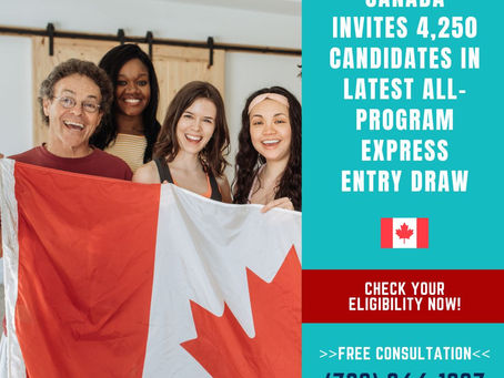 In its most recent all-program Express Entry draw, Canada has invited 4,250 candidates.