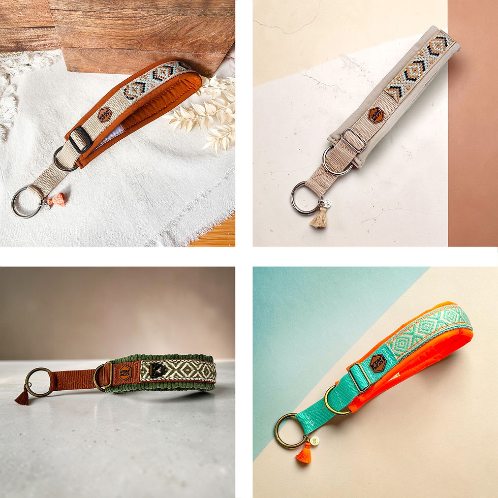 Miniaturbild: Boho Zugstopp Halsband mit Webband Verstellbar