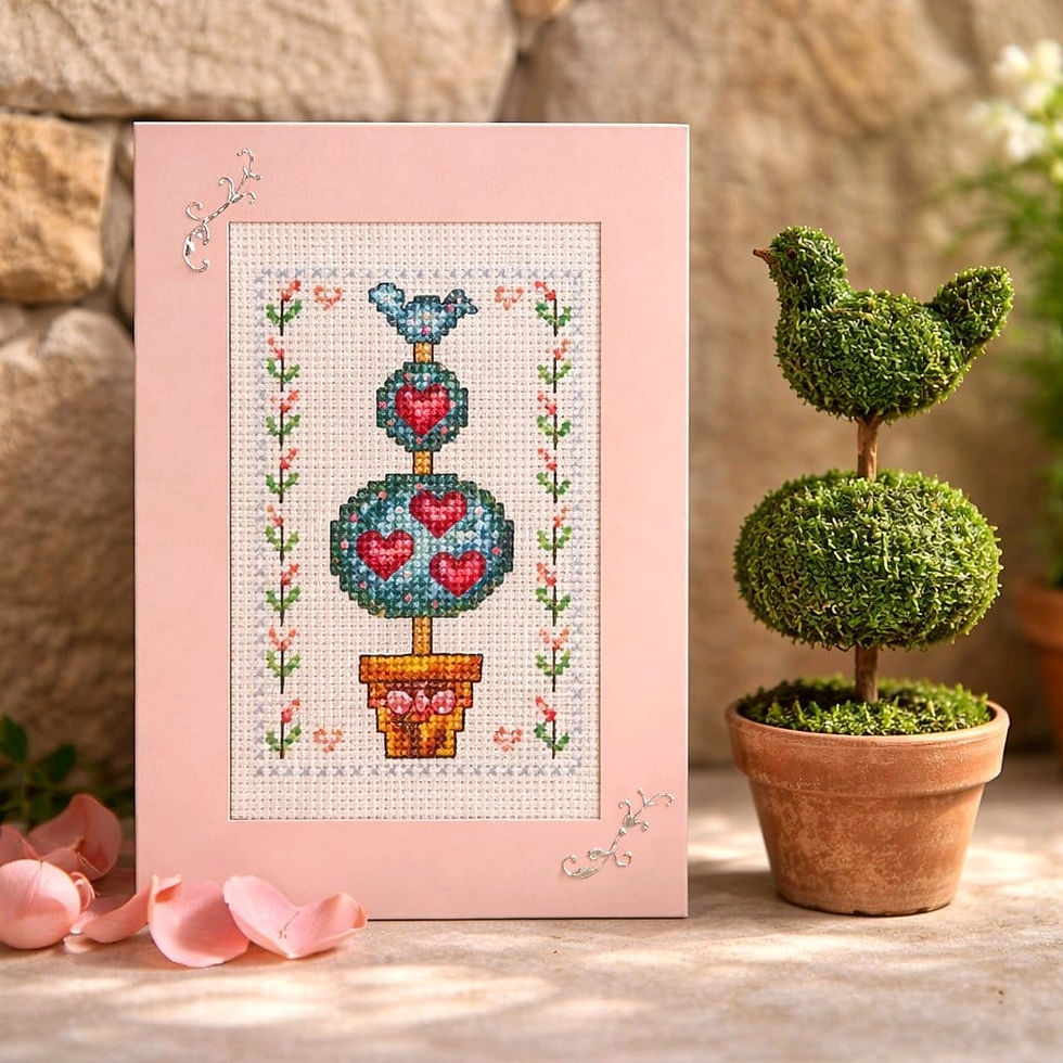 handcrafted greeting card of topiary tree