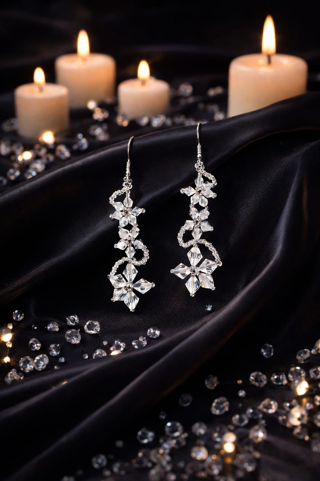 Handmade crystal AB flower earrings