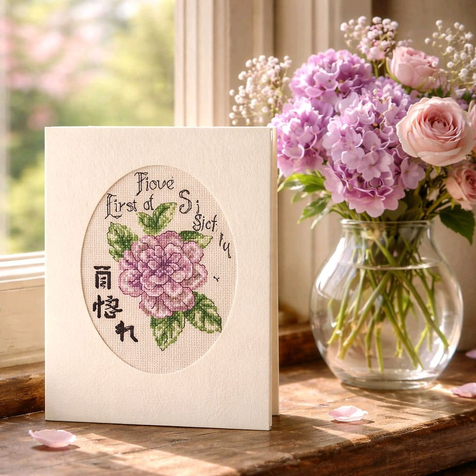 handcrafted greeting card of mauve rose