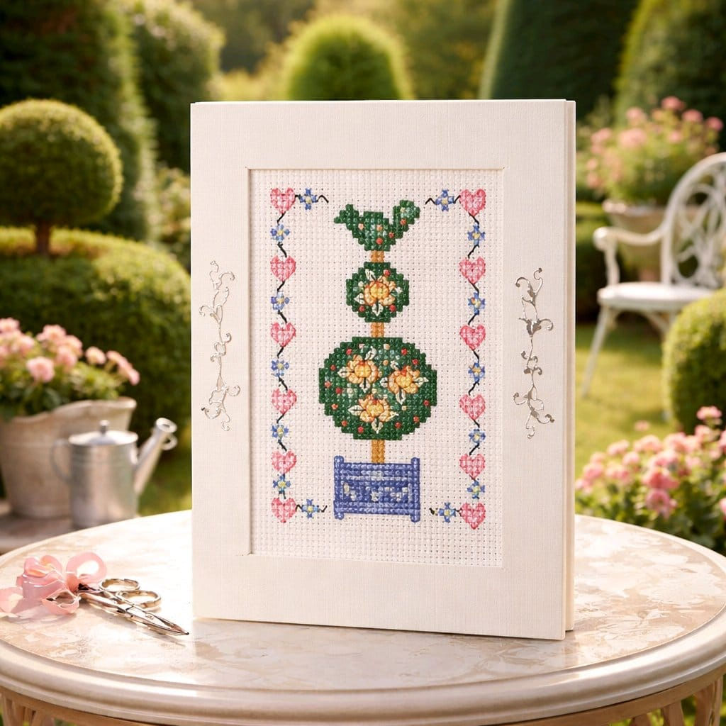 handcrafted greeting card of topiary tree