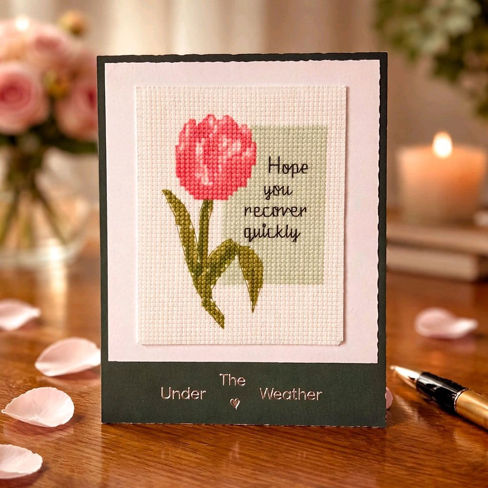 handcrafted Get Well card of a tulip