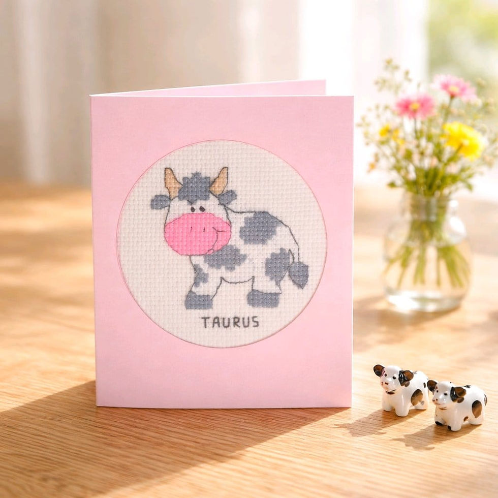 Thumbnail: handcrafted card of a bull depicting horoscope symbol of Taurus