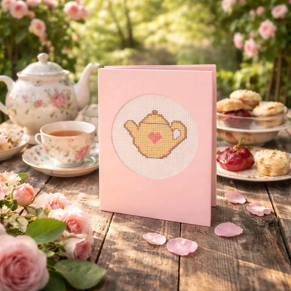 handcrafted greeting card of teapot 
