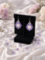 Handmade purple crystals and pearl beaded earrings