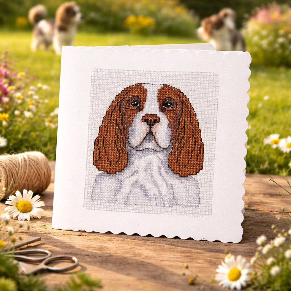 handcrafted greeting card of brown and white springer spaniel dog
