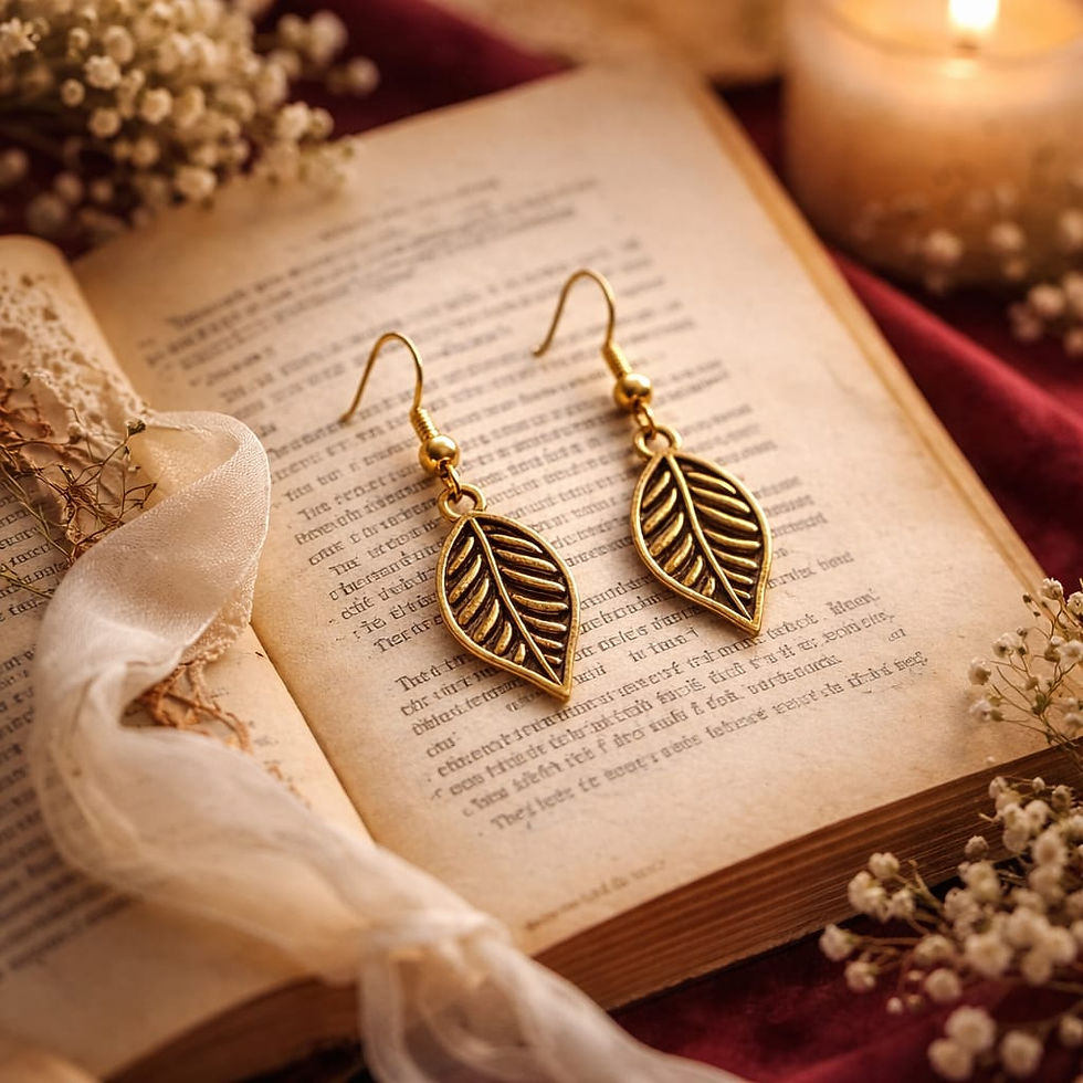 Handcrafted vintage gold leaf earrings