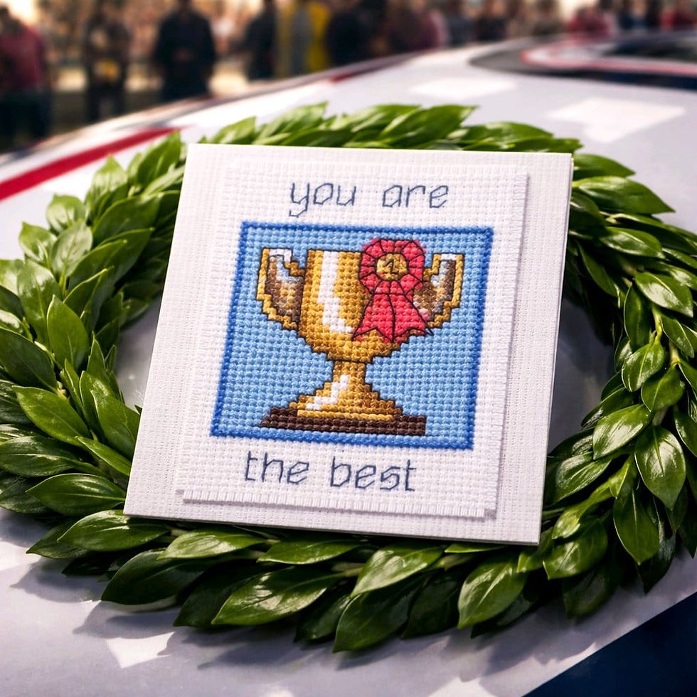 handcrafted 'You are the best' card of winners cup and rosette