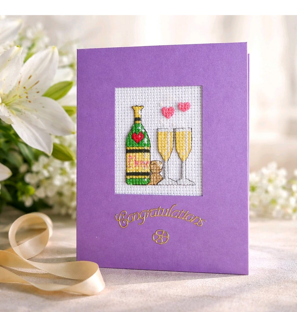 Thumbnail: handcrafted congratulations card of champagne bottle and glasses