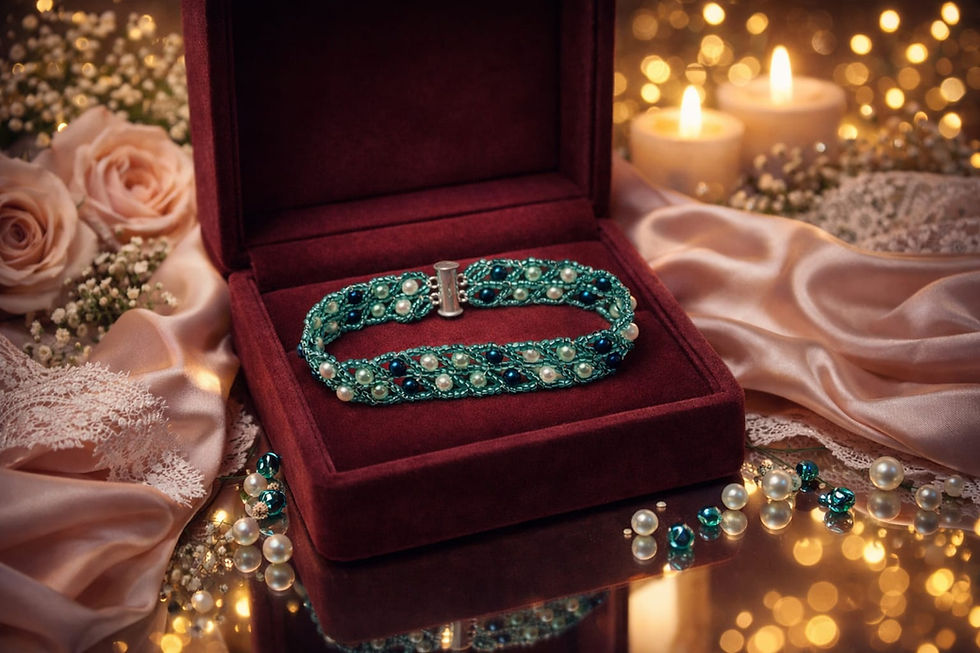 Handmade 3 shaded green beaded bracelet