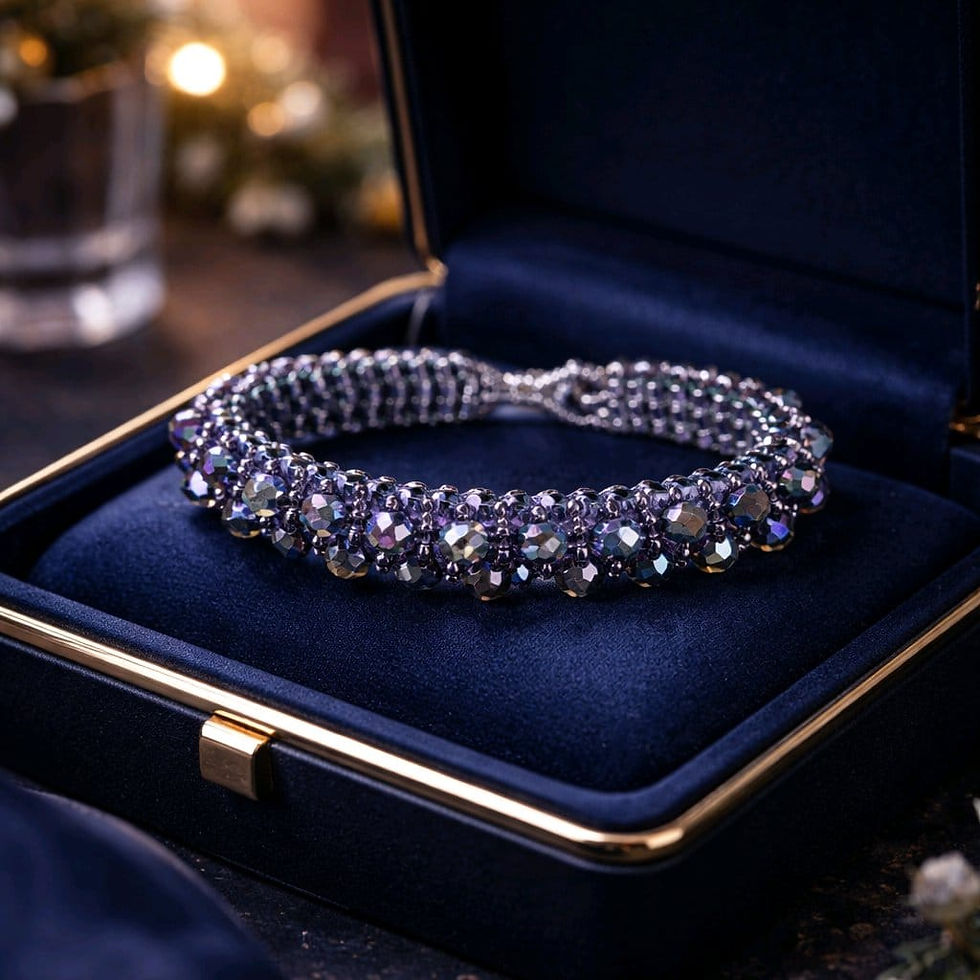 Thumbnail: Handmade purple and tanzanite beaded bracelet