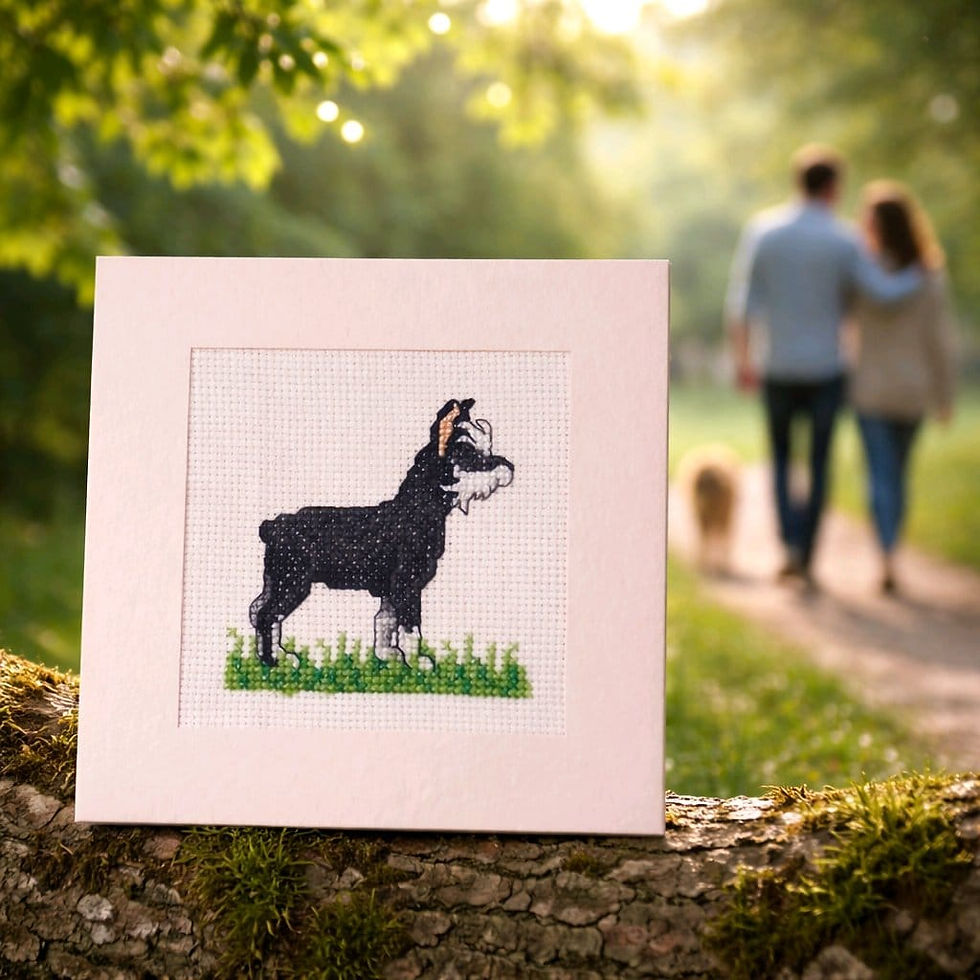 handcrafted card of miniature schnauzer dog