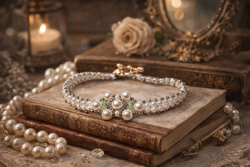 Handmade pearl bracelet featuring lime green beads