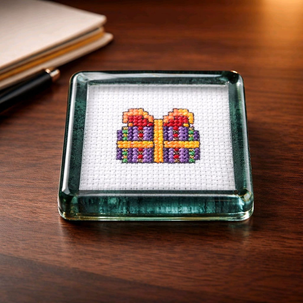 Paperweight with cross stitch present ideal gift for any occasion
