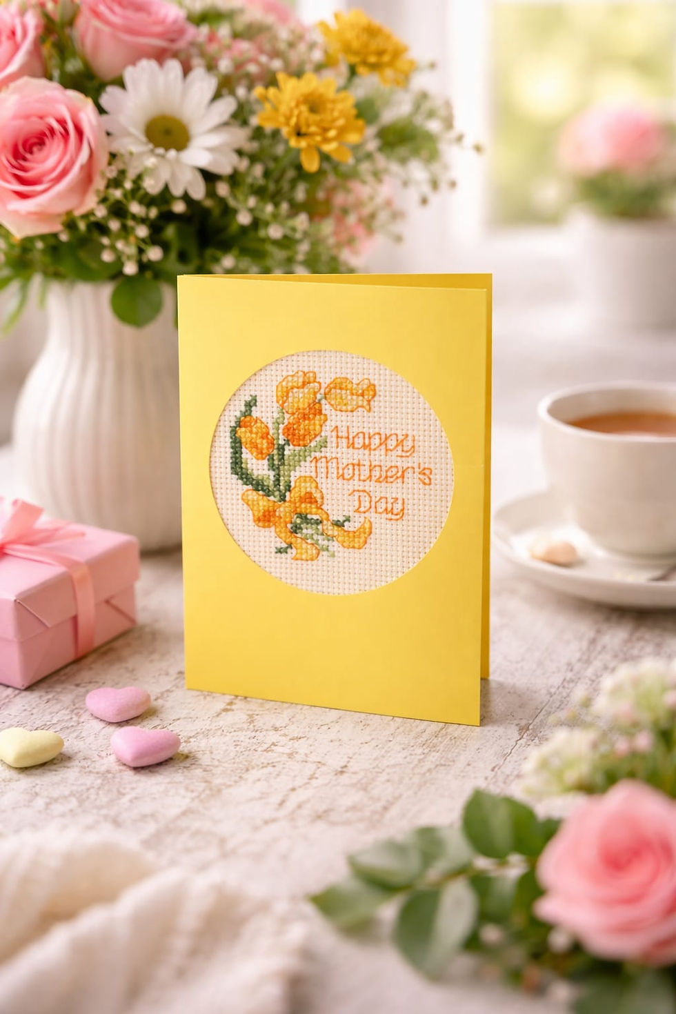 Thumbnail: handcrafted Mothers Day card of tulips