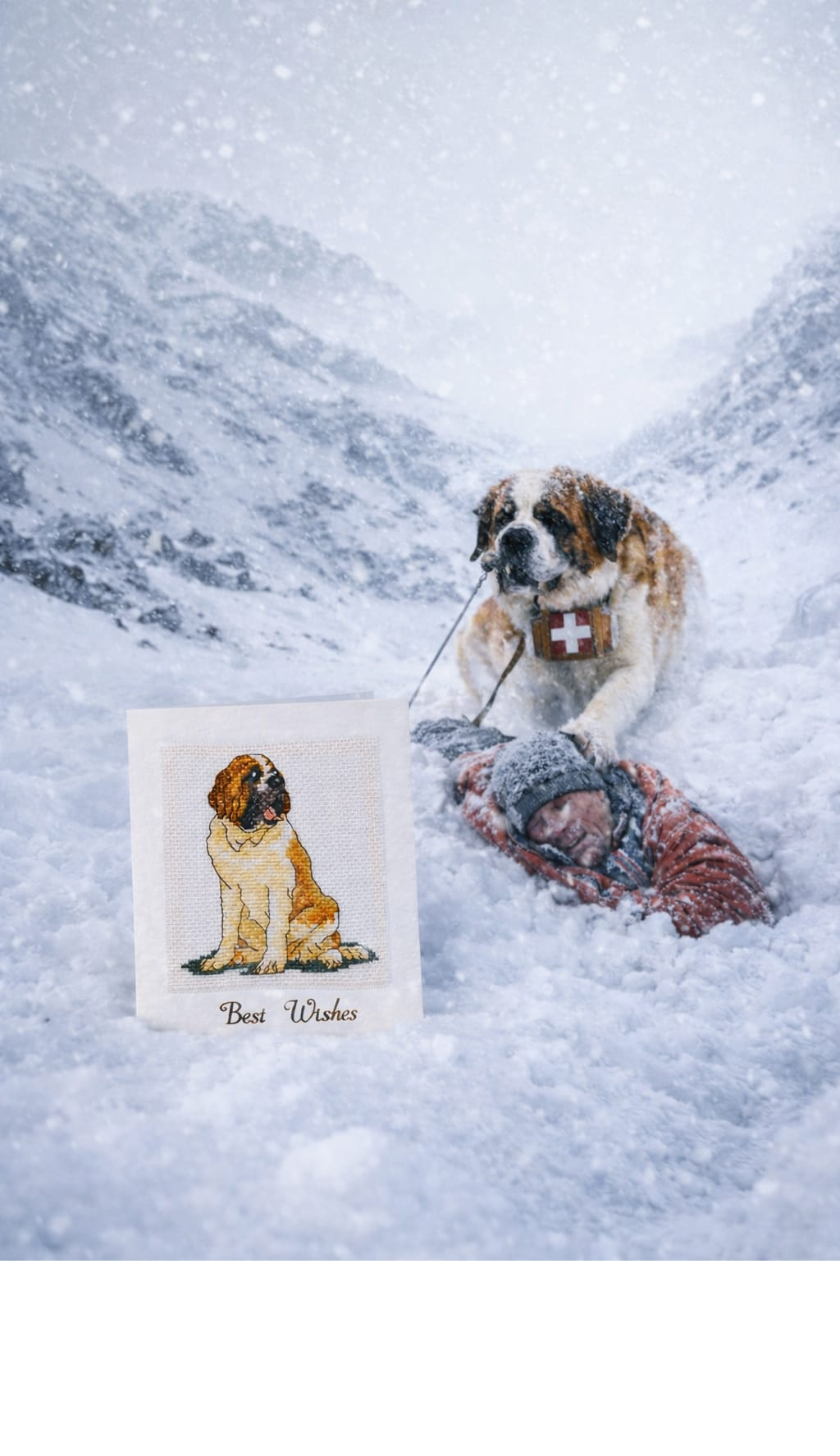handcrafted greeting card of St Bernard dog