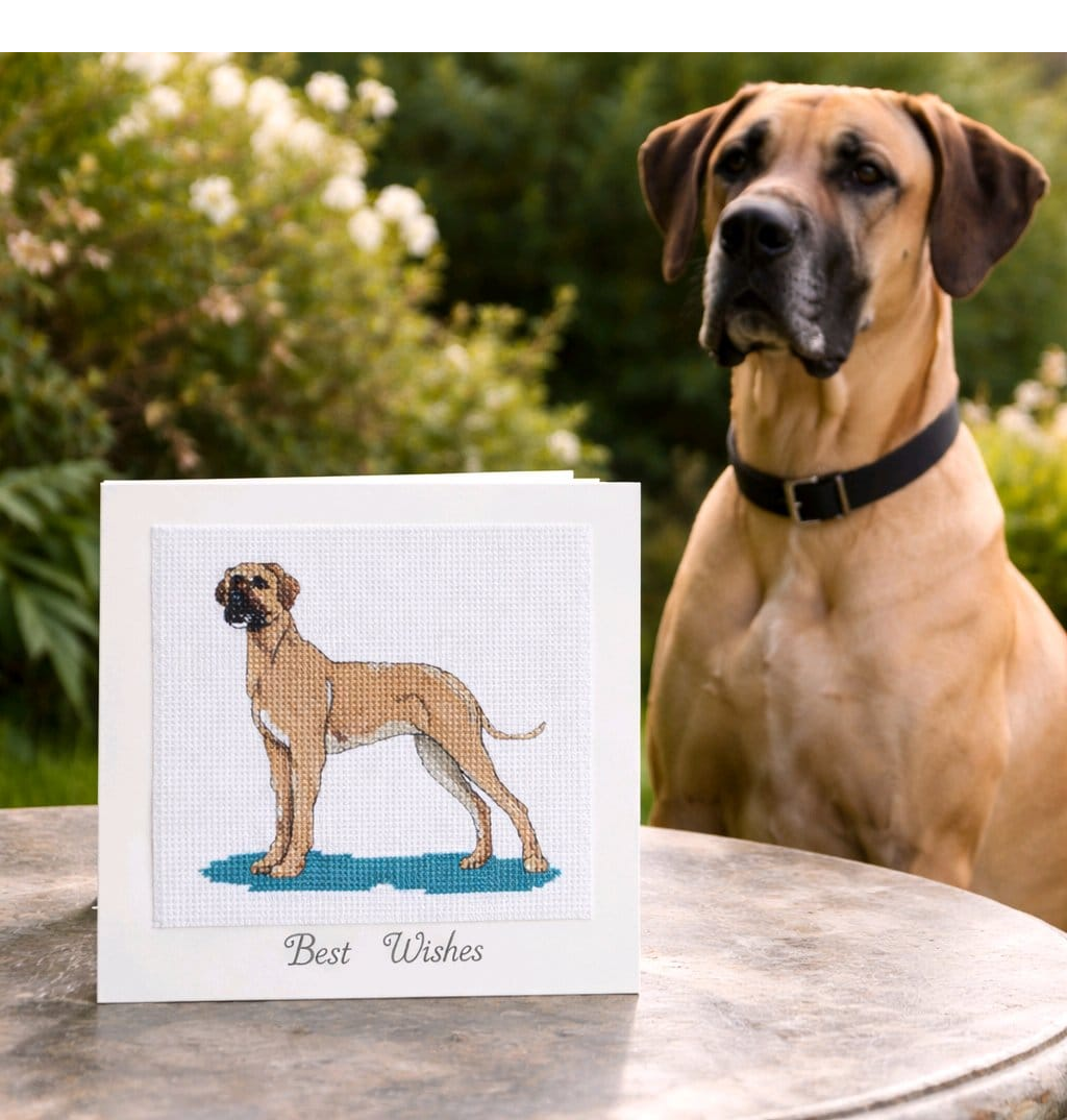 handcrafted greeting card of great dane dog