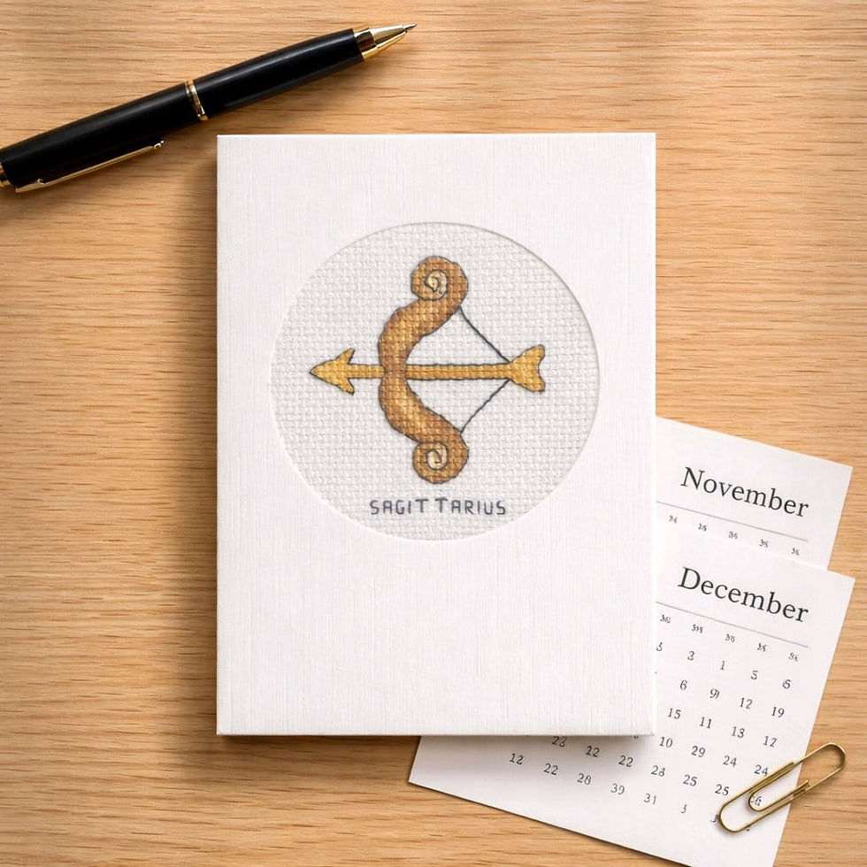 handcrafted card of bow and arrow depicting horoscope symbol of Saggitarius