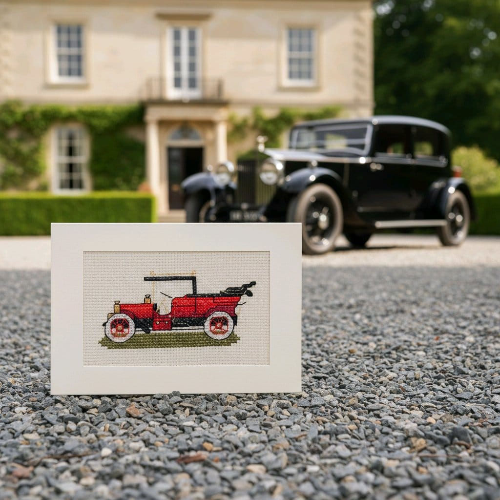 handcrafted greeting card of an open topped vintage Rolls Royce car